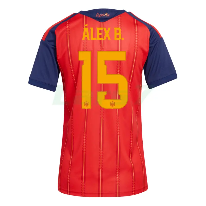 Camiseta Álex B. 15 España 1ª Equipación Mundial 2026 Rojo/Azul Mujer