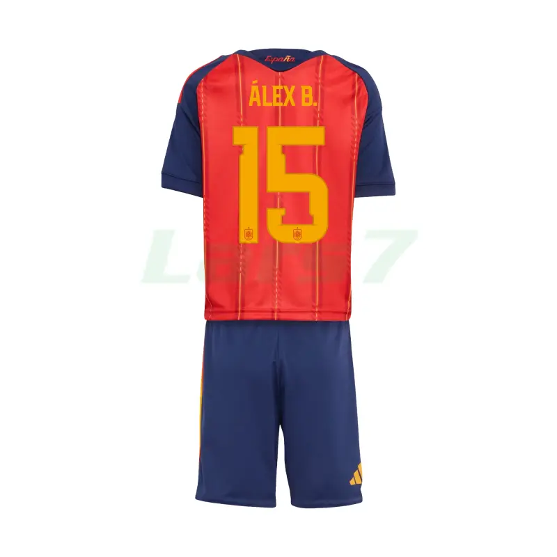 Camiseta Álex B. 15 España 1ª Equipación Mundial 2026 Rojo/Azul Niño Kit