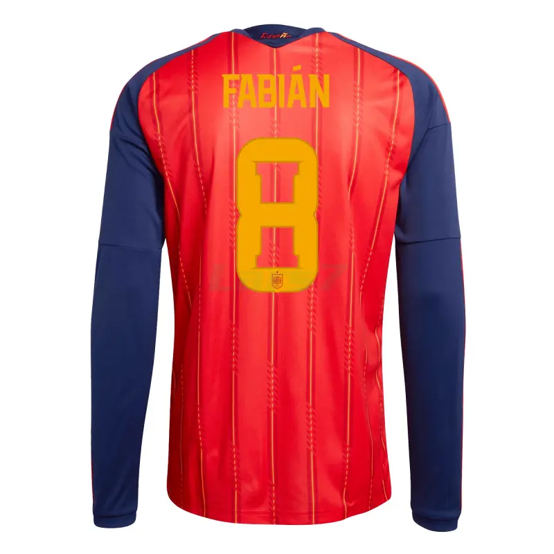 Camiseta Fabián 8 España 1ª Equipación 2026 ML Rojo/Azul
