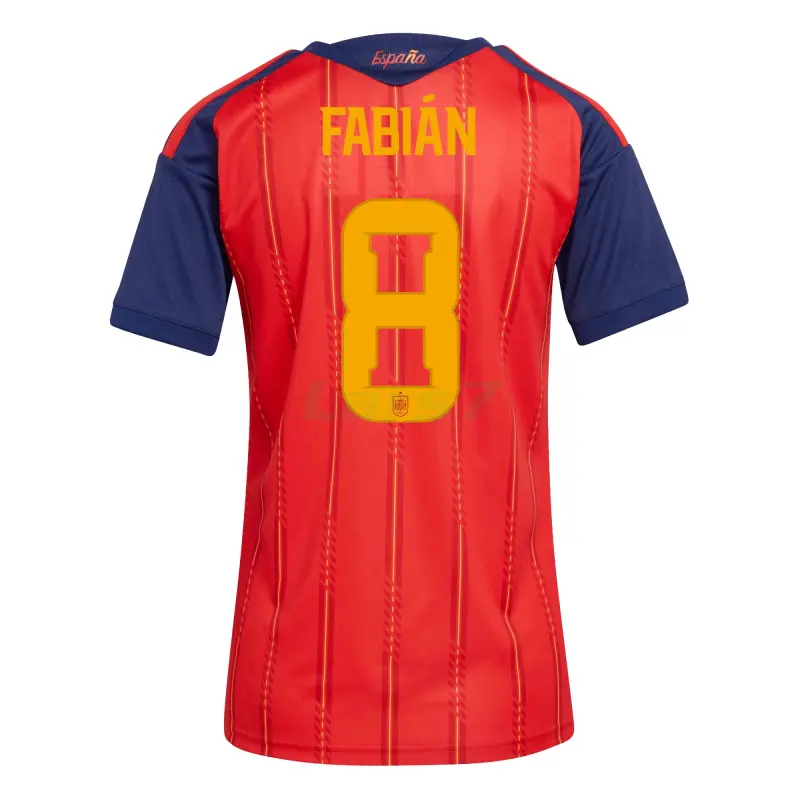 Camiseta Fabián 8 España 1ª Equipación 2026 Rojo/Azul Mujer