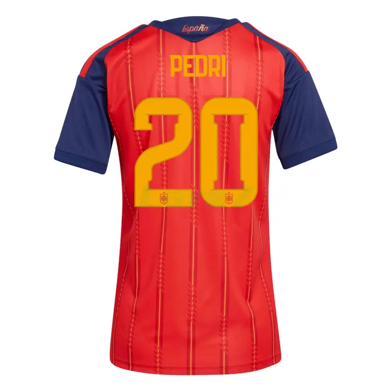 Camiseta Pedri 20 España 1ª Equipación 2026 Rojo/Azul Mujer