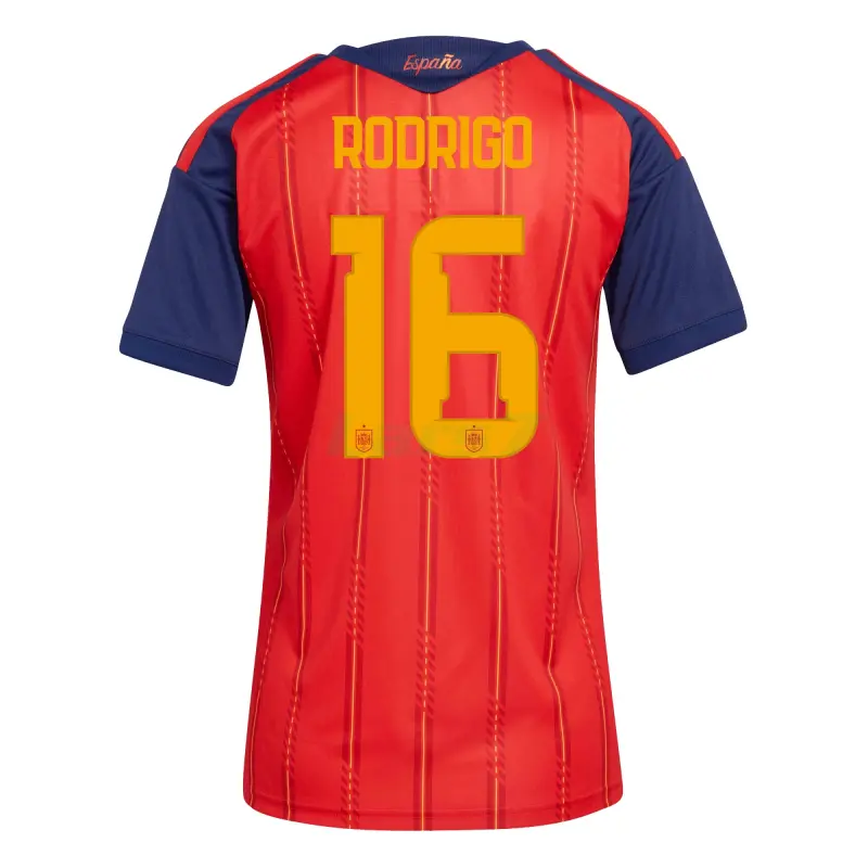 Camiseta Rodrigo 16 España 1ª Equipación 2026 Rojo/Azul Mujer