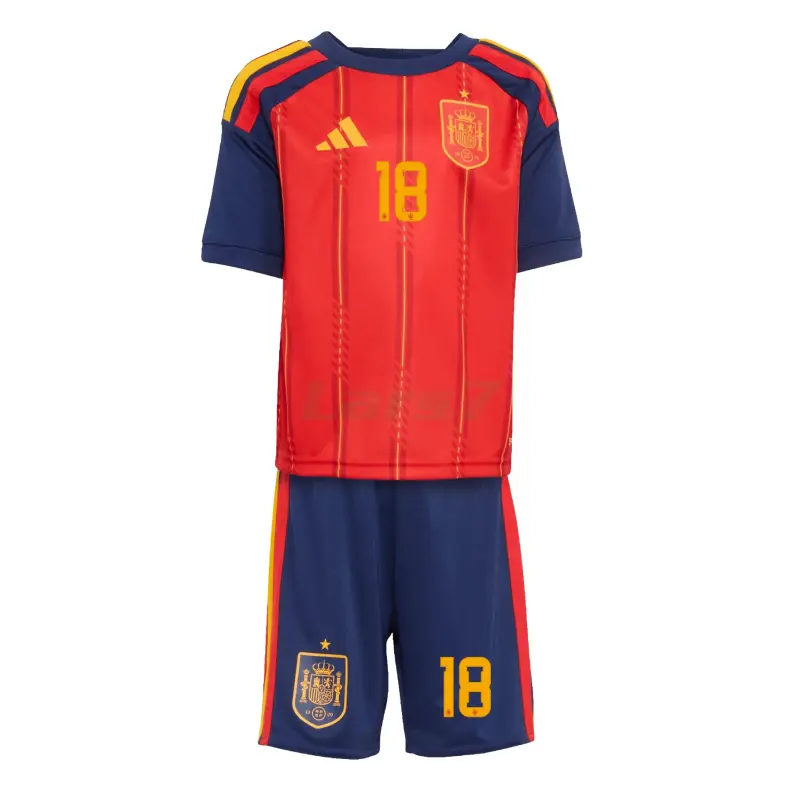 Camiseta Zubimendi 18 España 1ª Equipación 2026 Rojo/Azul Niño Kit