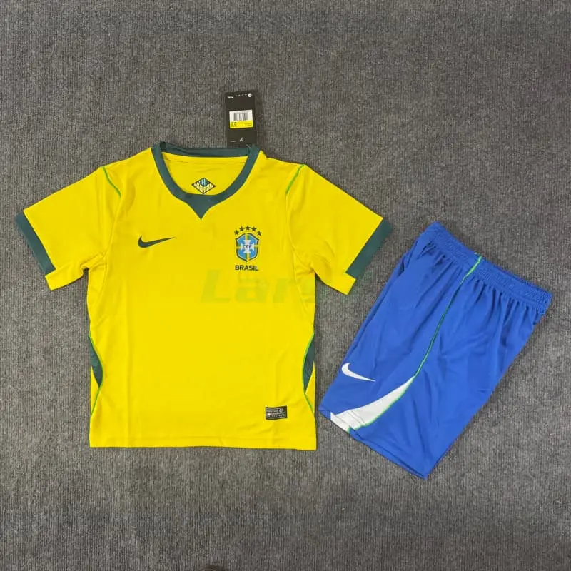 Camiseta Brasil 1ª Equipación Mundial 2026 Amarillo Niño Kit