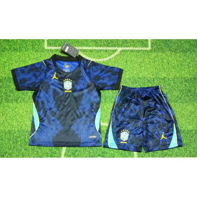 Camiseta Brasil 2ª Equipación Mundial 2026 Azul Niño Kit