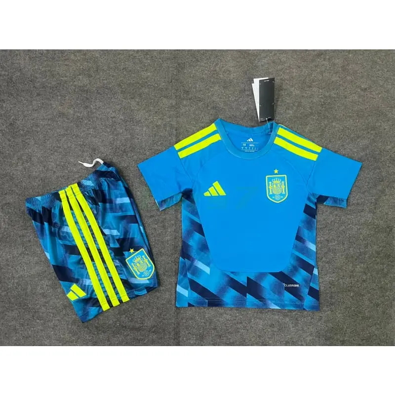 Camiseta de Portero España 1ª Equipación Mundial 2026 Azul Niño Kit