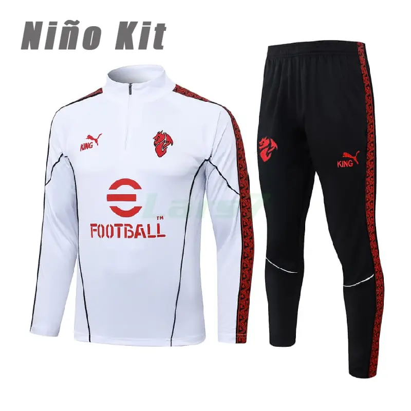 Sudadera De Entrenamiento AC Milan 2025/2026 Niño Kit Blanco/Rojo