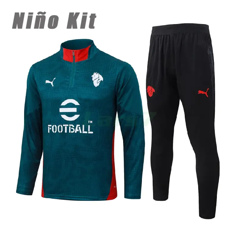 Sudadera De Entrenamiento AC Milan 2025/2026 Niño Kit Verde Oscuro con Estampado