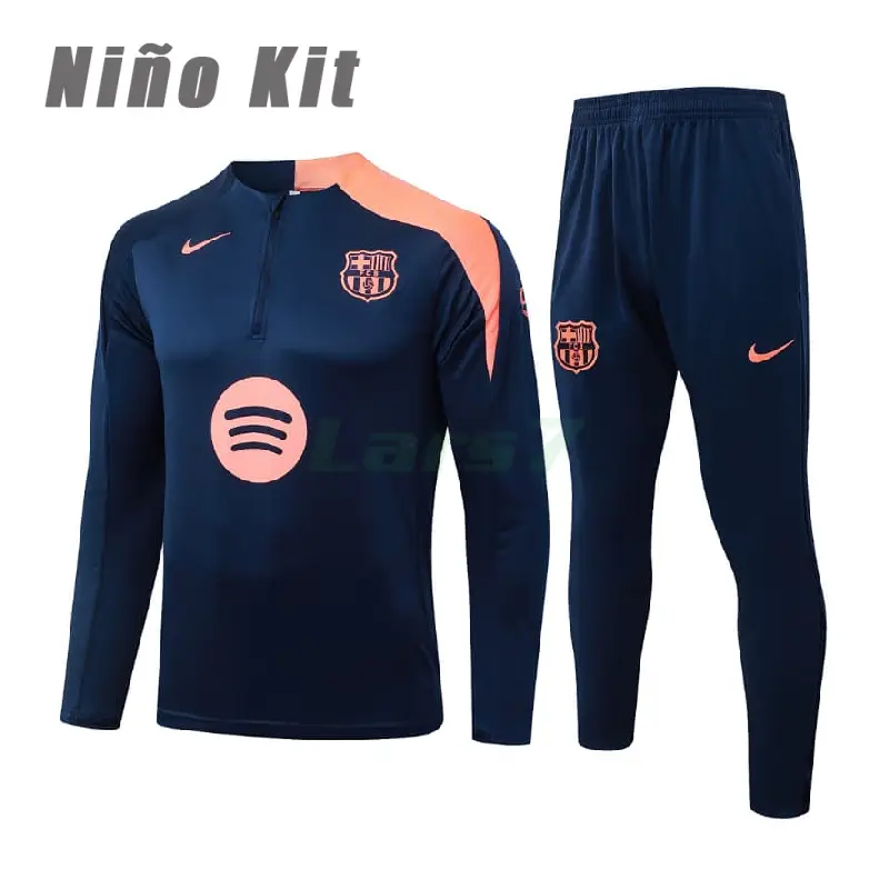 Sudadera De Entrenamiento Barcelona 2025/2026 Niño Kit Azul Marino/Naranja