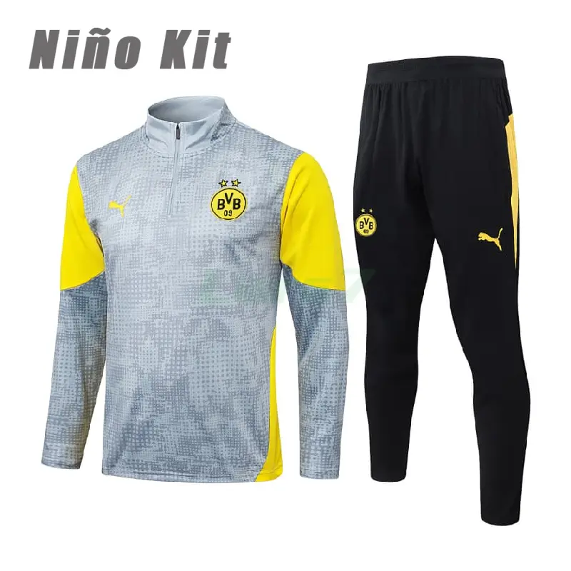 Sudadera De Entrenamiento Borussia Dortmund 2025/2026 Niño Kit Gris Claro/Amarillo
