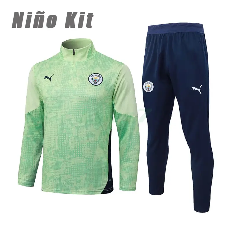 Sudadera De Entrenamiento Manchester City 2025/2026 Niño Kit Verde Claro con Estampado