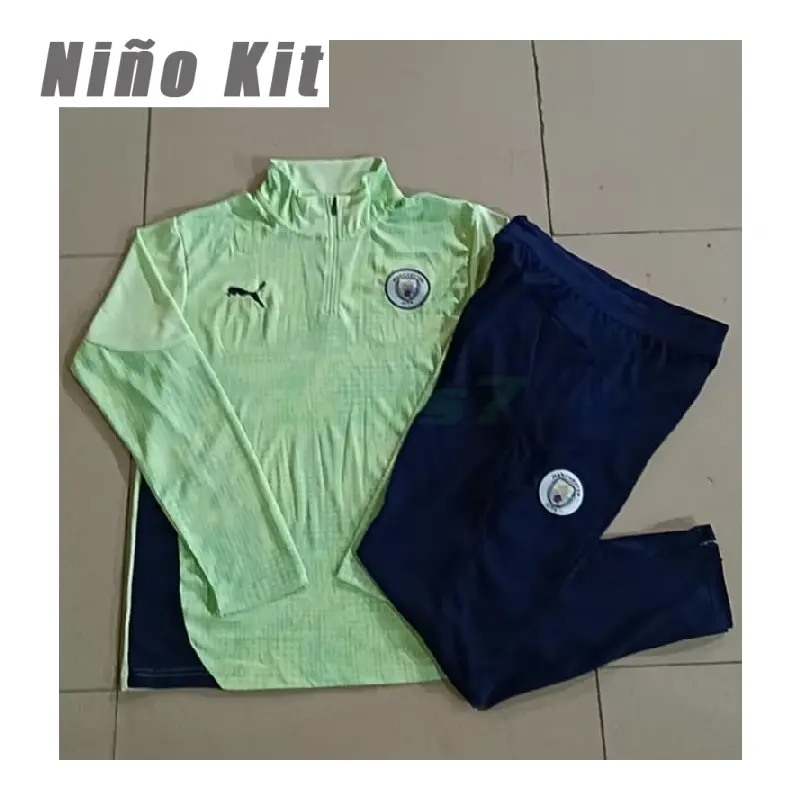 Sudadera De Entrenamiento Manchester City 2025/2026 Niño Kit Verde Claro con Estampado