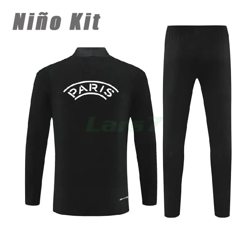 Sudadera De Entrenamiento PSG 2025/2026 Niño Kit Negro/Blanco (EDICIÓN JUGADOR)