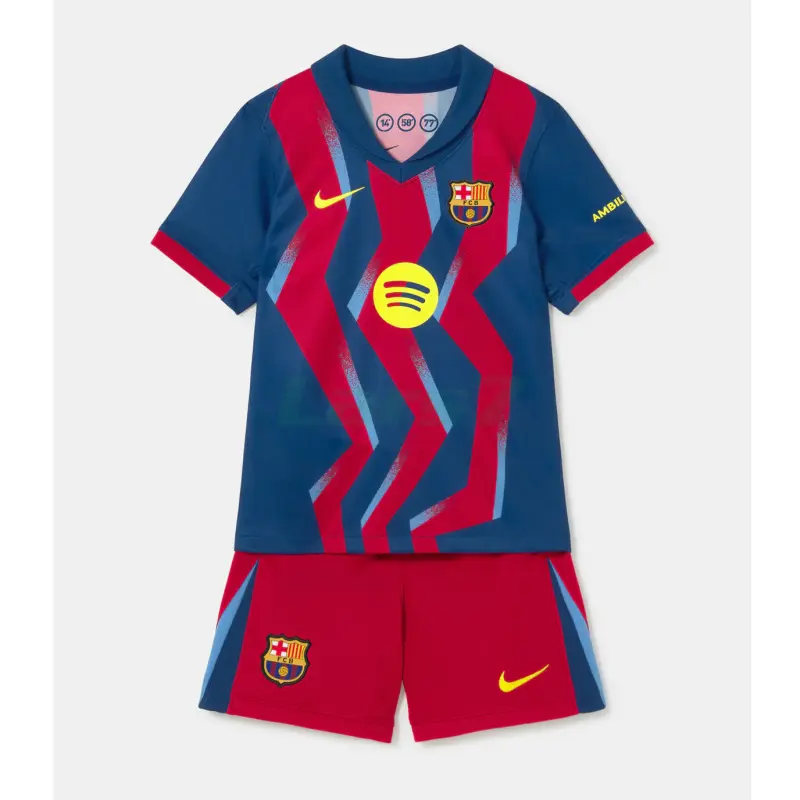 Camiseta Barcelona 4ª Equipación 2025/2026 Azul/Rojo Niño Kit