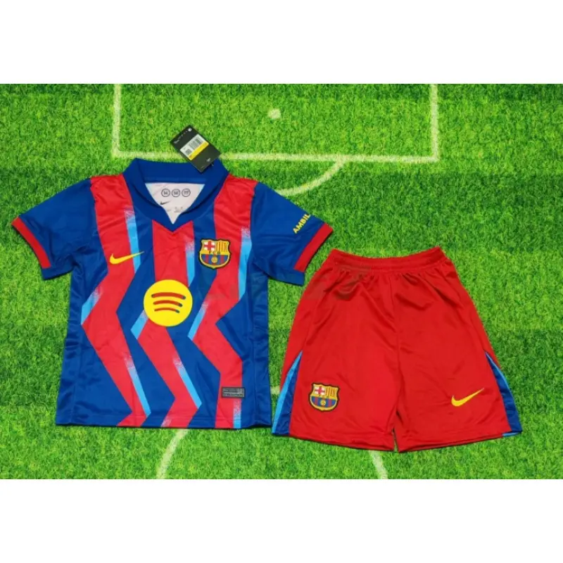 Camiseta Barcelona 4ª Equipación 2025/2026 Azul/Rojo Niño Kit