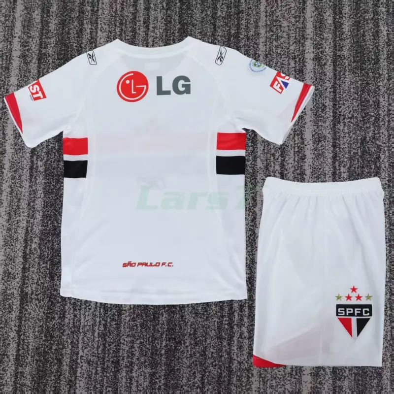 Camiseta São Paulo 1ª Equipación Retro 2007/08 Blanco Niño Kit