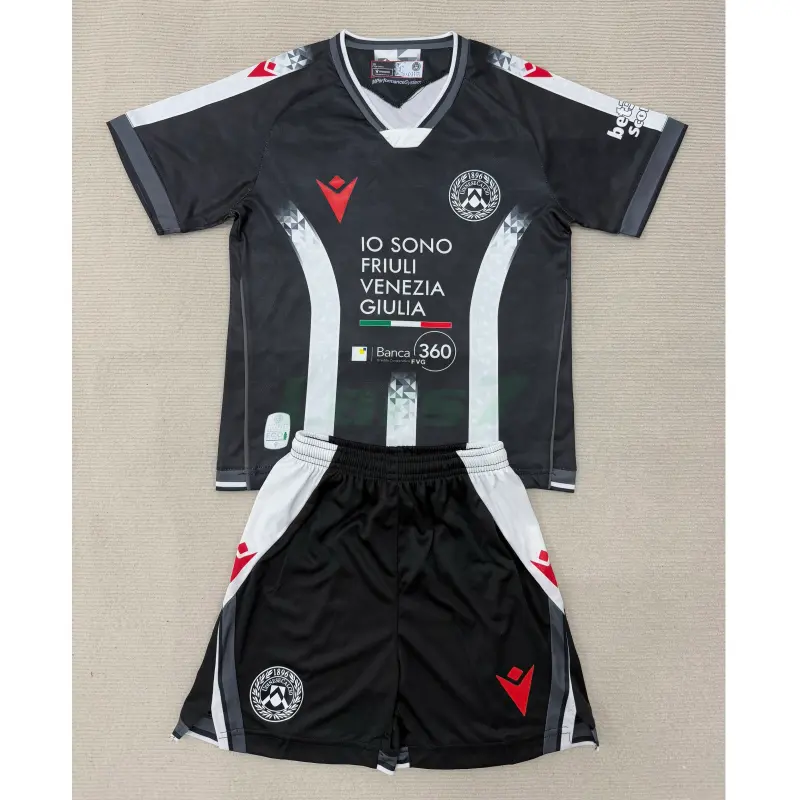 Camiseta Udinese Calcio 1ª Equipación 2025/2026 Negro/Blanco Niño Kit