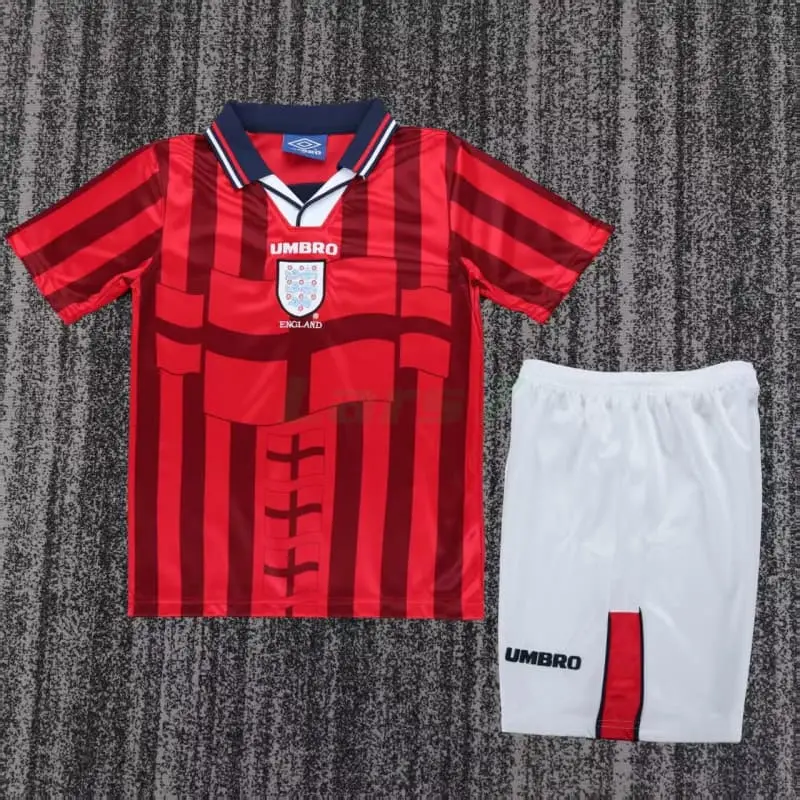Camiseta Inglaterra 2ª Equipación Retro 1998 Rojo/Azul Niño Kit