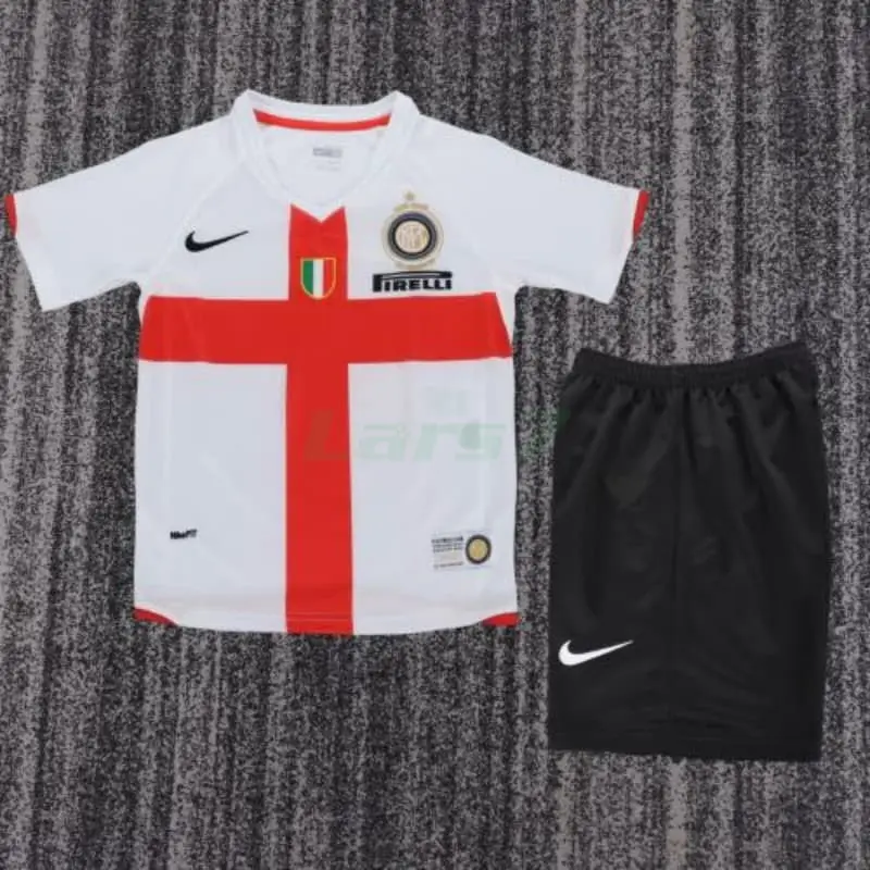 Camiseta Inter de Milan 2ª Equipación Retro 2007/2008 Blanco/Rojo Niño Kit