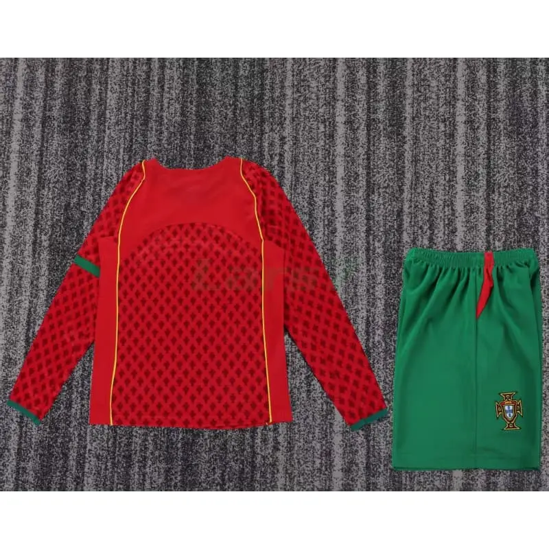 Camiseta Portugal 1ª Equipación Retro 2004 ML Rojo/Verde Niño Kit