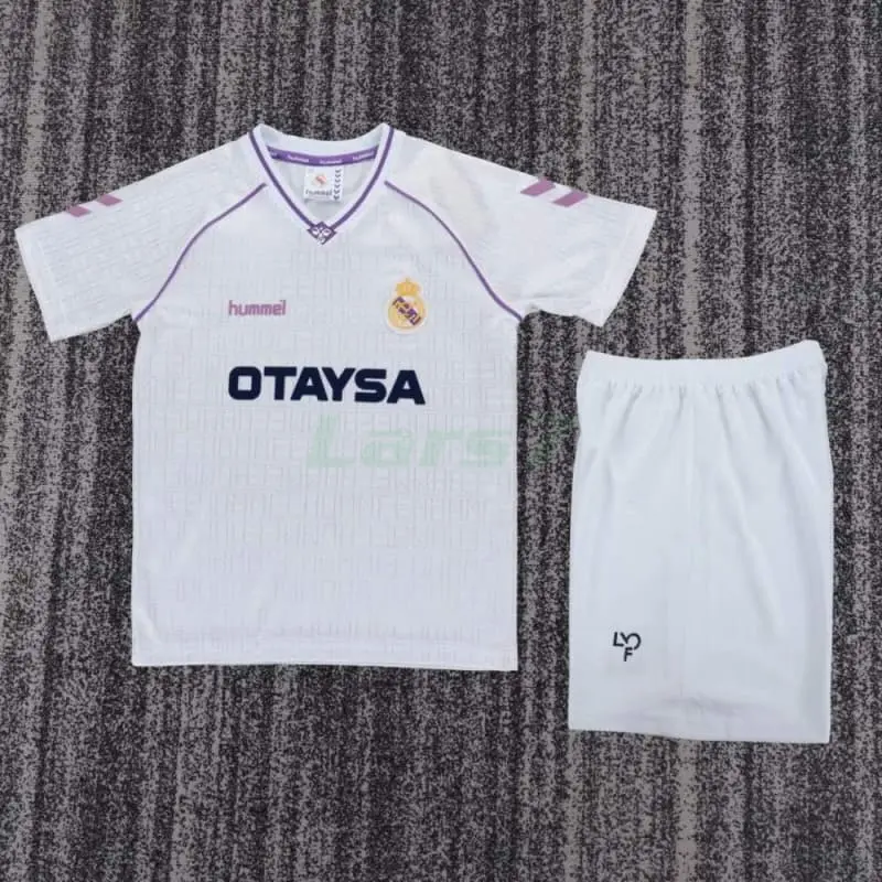 Camiseta Real Madrid 1ª Equipación Retro 1990/1992 Blanco Niño Kit