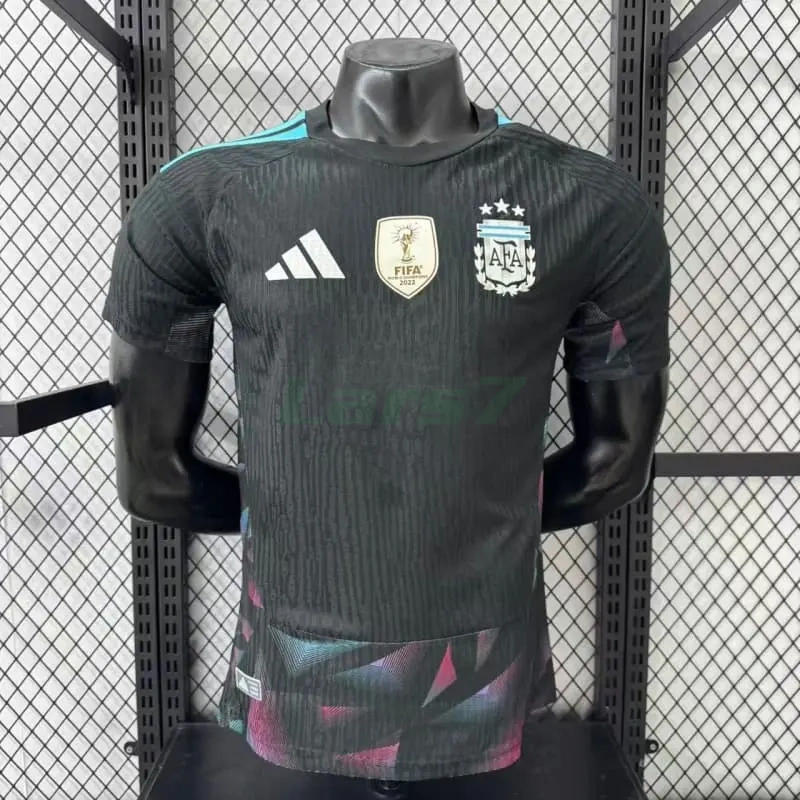 Camiseta de Portero Argentina 1ª Equipación Mundial 2026 Negro con FIFA2022 (EDICIÓN JUGADOR)