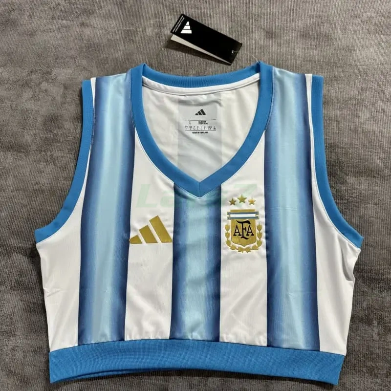 Top corto Argentina 1ª Equipación Mundial 2026 Azul/Blanco Mujer