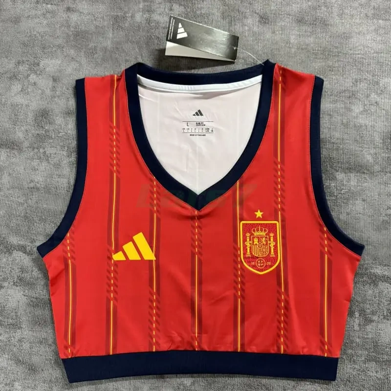 Top corto España 1ª Equipación Mundial 2026 Rojo/Azul Mujer
