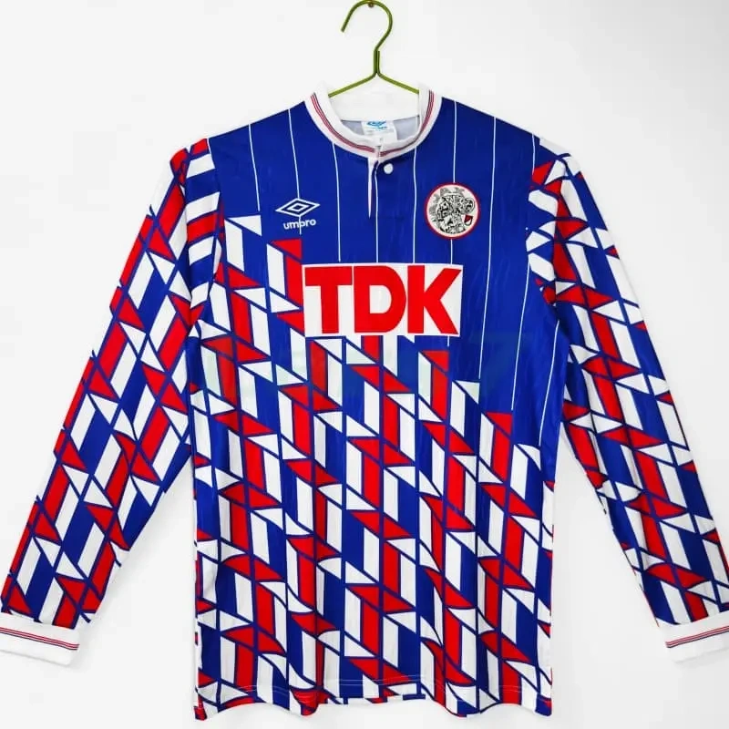 Camiseta Ajax 2ª Equipación Retro 1989/90 ML Azul/Rojo