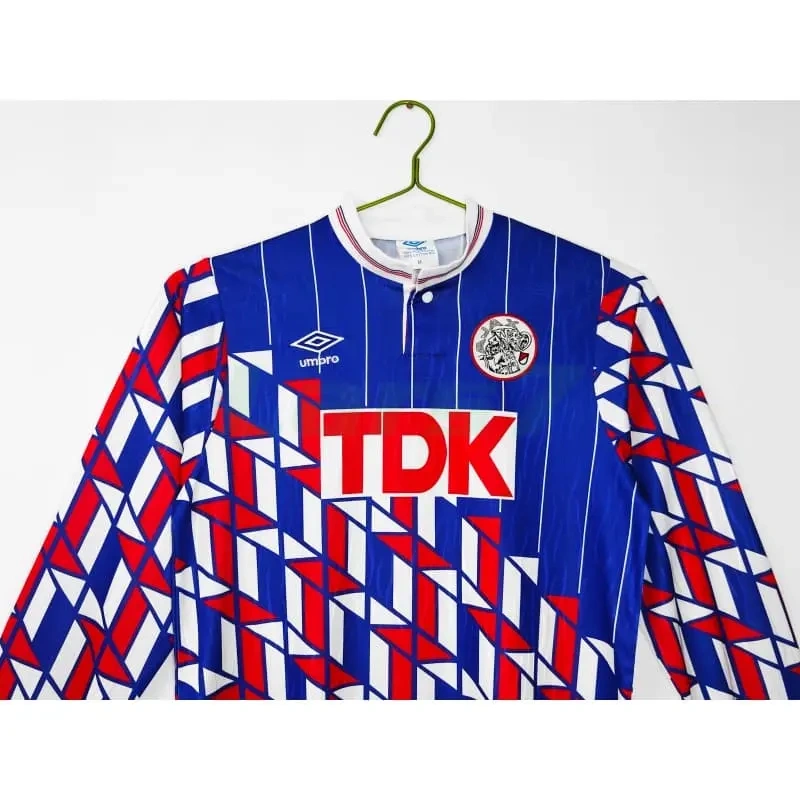 Camiseta Ajax 2ª Equipación Retro 1989/90 ML Azul/Rojo