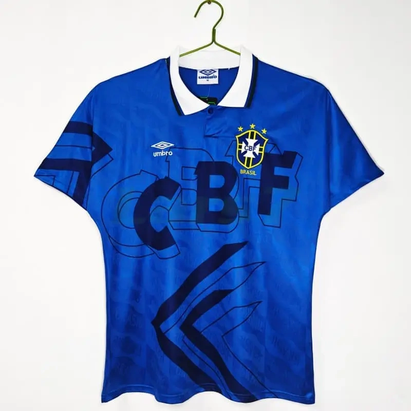 Camiseta Brasil 2ª Equipación Retro 1992 Azul