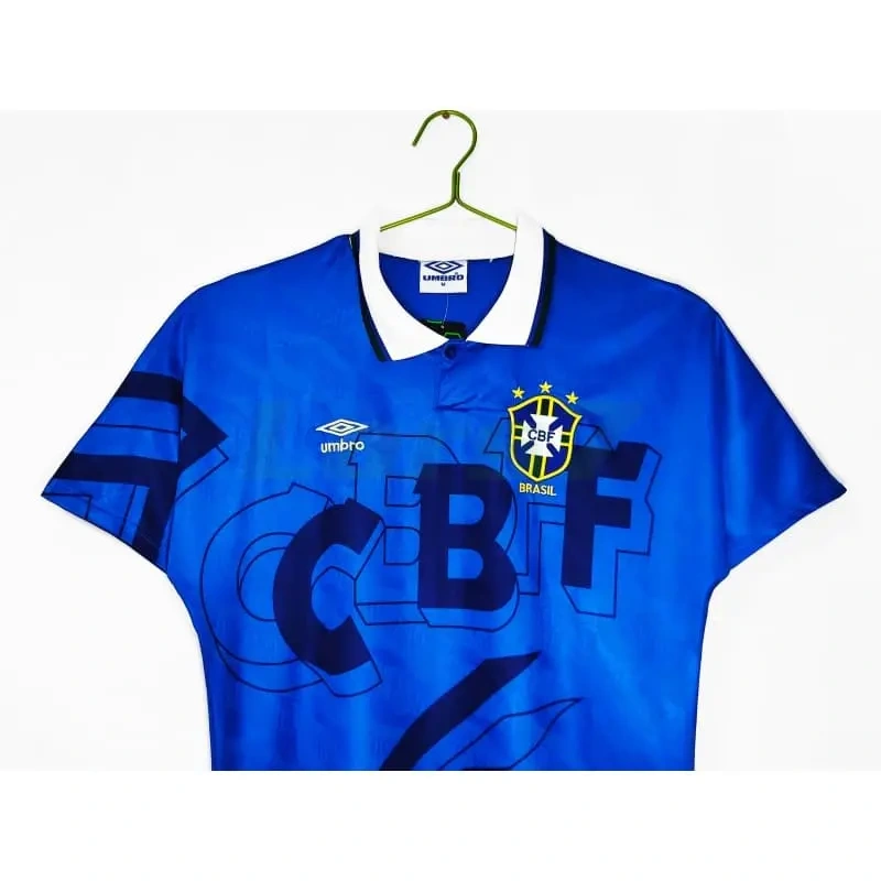 Camiseta Brasil 2ª Equipación Retro 1992 Azul