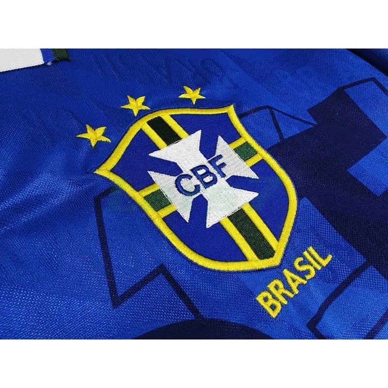 Camiseta Brasil 2ª Equipación Retro 1992 Azul