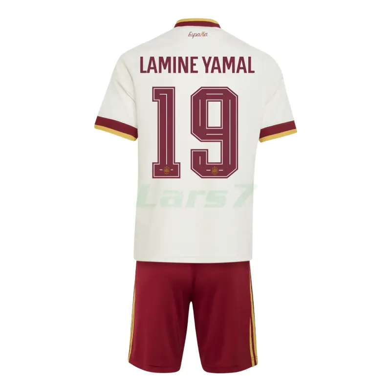 Camiseta Lamine Yamal 19 España 2ª Equipación Mundial 2026 Blanco/Rojo Niño Kit