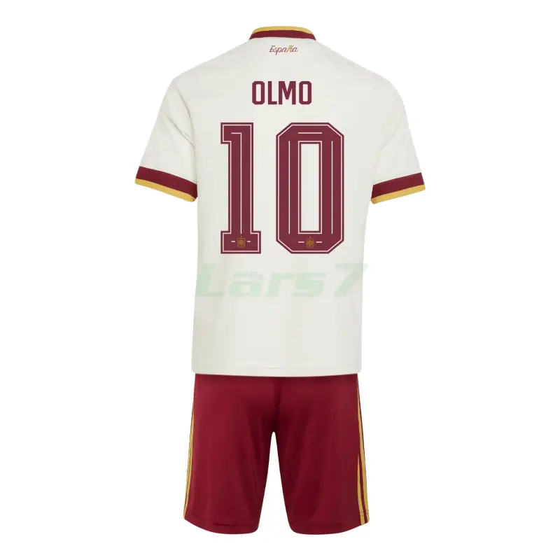 Camiseta Olmo 10 España 2ª Equipación Mundial 2026 Blanco/Rojo Niño Kit