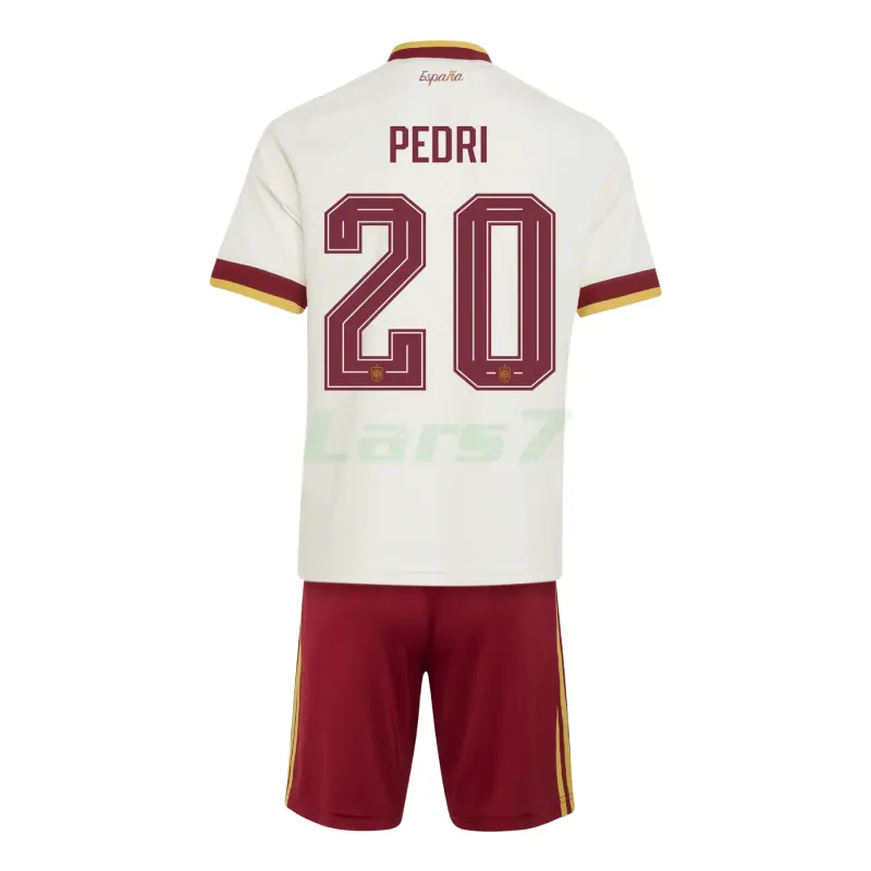 Camiseta Pedri 20 España 2ª Equipación Mundial 2026 Blanco/Rojo Niño Kit