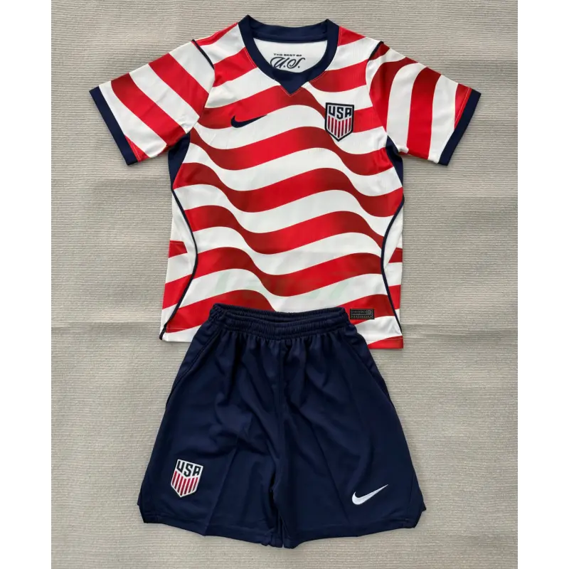 Camiseta EE.UU 1ª Equipación Mundial 2026 Rojo/Blanco Niño Kit