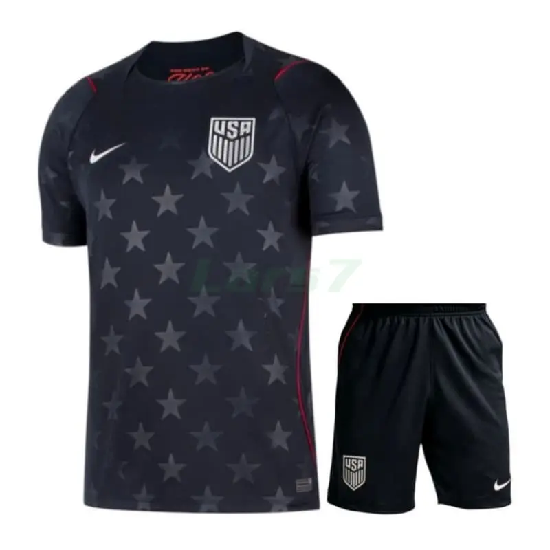 Camiseta EE.UU 2ª Equipación Mundial 2026 Negro Obsidiana Niño Kit