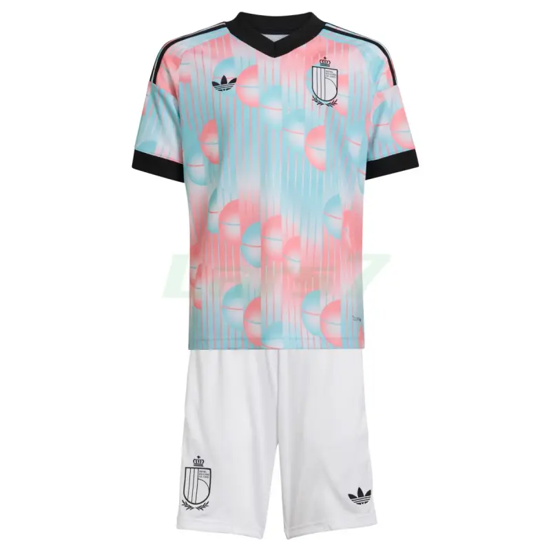 Camiseta Bélgica 2ª Equipación Mundial 2026 Rosa/Azul Claro Niño Kit
