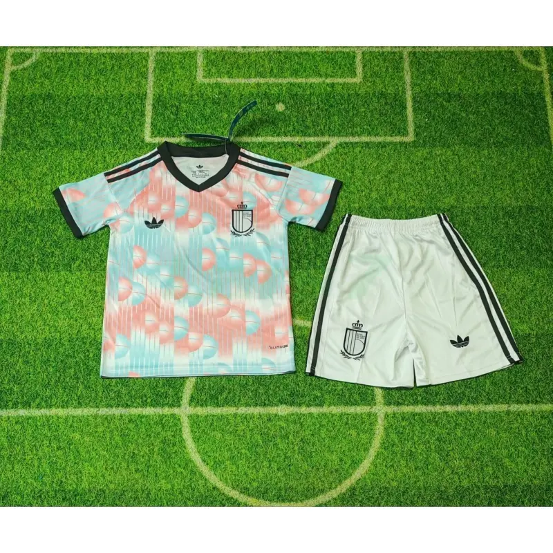 Camiseta Bélgica 2ª Equipación Mundial 2026 Rosa/Azul Claro Niño Kit