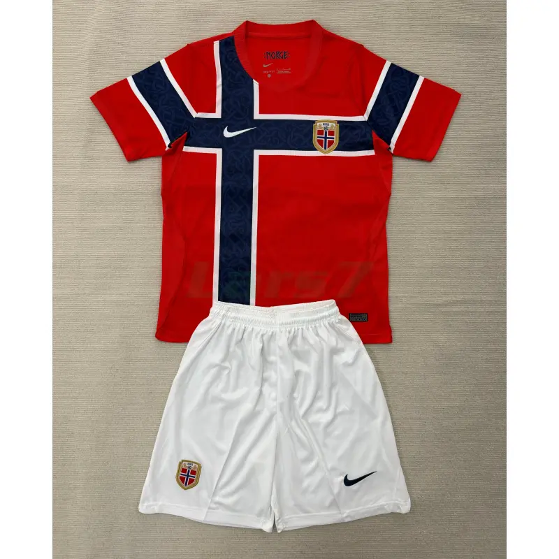 Camiseta Noruega 1ª Equipación Mundial 2026 Rojo/Azul Niño Kit