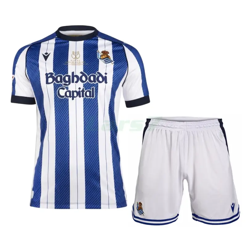 Camiseta Real Sociedad 1ª equipación 2025/2026 Edición Final Copa del Rey Niño Kit con Parche La Liga