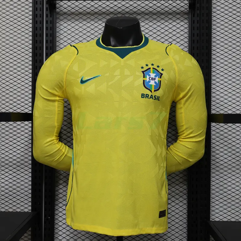 Camiseta Brasil 1ª Equipación Mundial 2026 ML Amarillo (EDICIÓN JUGADOR)
