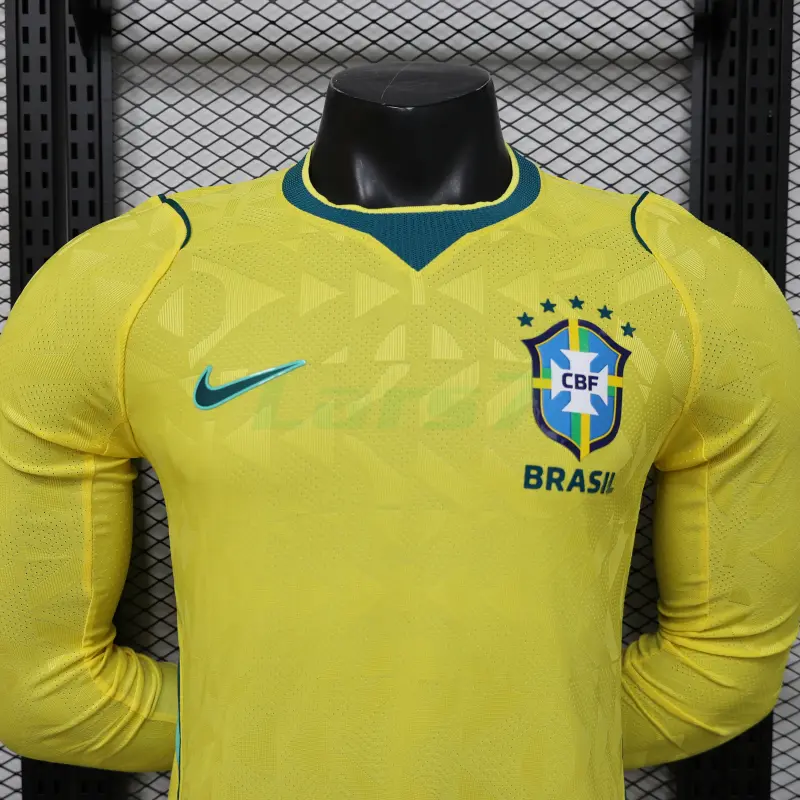 Camiseta Brasil 1ª Equipación Mundial 2026 ML Amarillo (EDICIÓN JUGADOR)