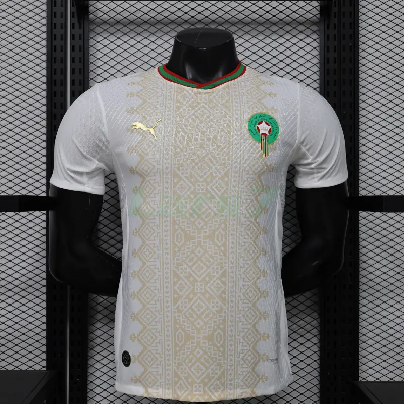 Camiseta Marruecos 2ª Equipación Mundial 2026 Blanco/Oro (EDICIÓN JUGADOR)