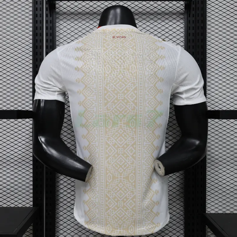 Camiseta Marruecos 2ª Equipación Mundial 2026 Blanco/Oro (EDICIÓN JUGADOR)