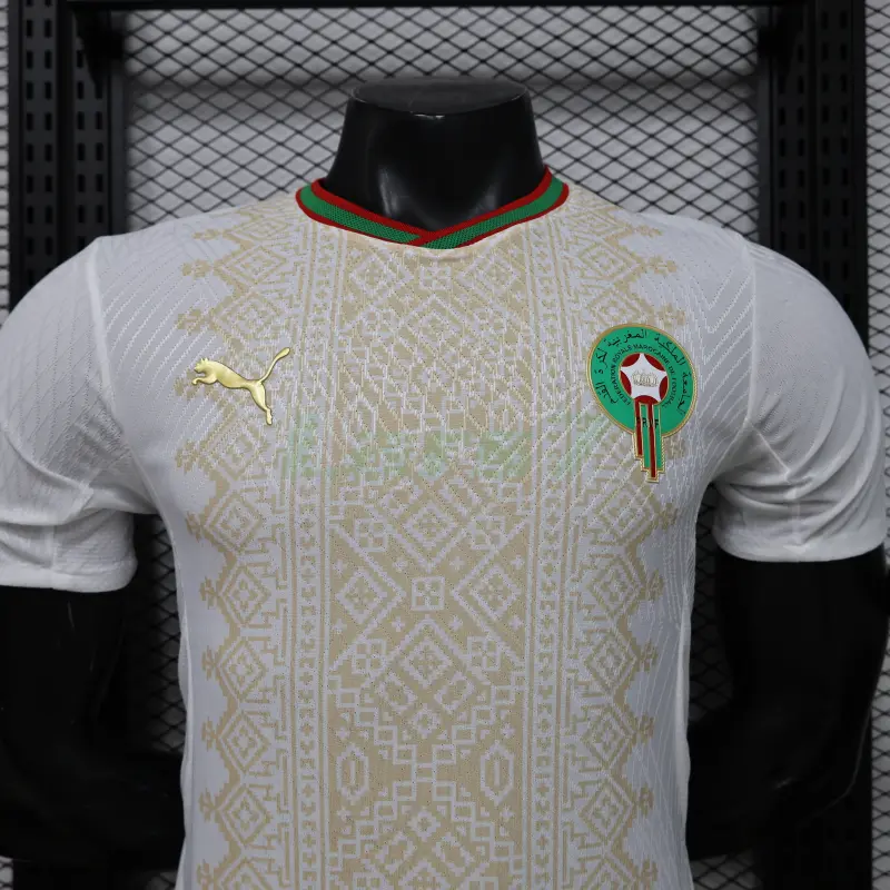 Camiseta Marruecos 2ª Equipación Mundial 2026 Blanco/Oro (EDICIÓN JUGADOR)