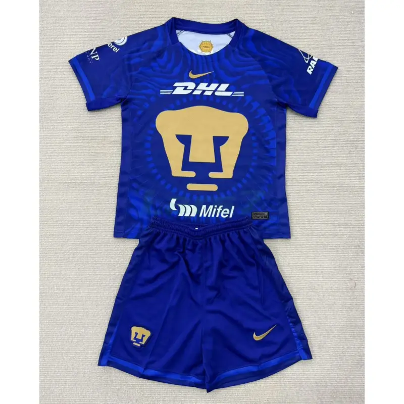 Camiseta Pumas UNAM 2ª Equipación 2025/2026 Azul Niño Kit