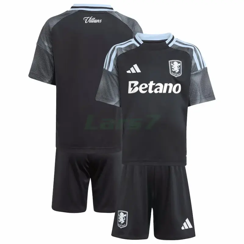 Camiseta Aston Villa 2ª Equipación 2025/2026 Negro Niño Kit