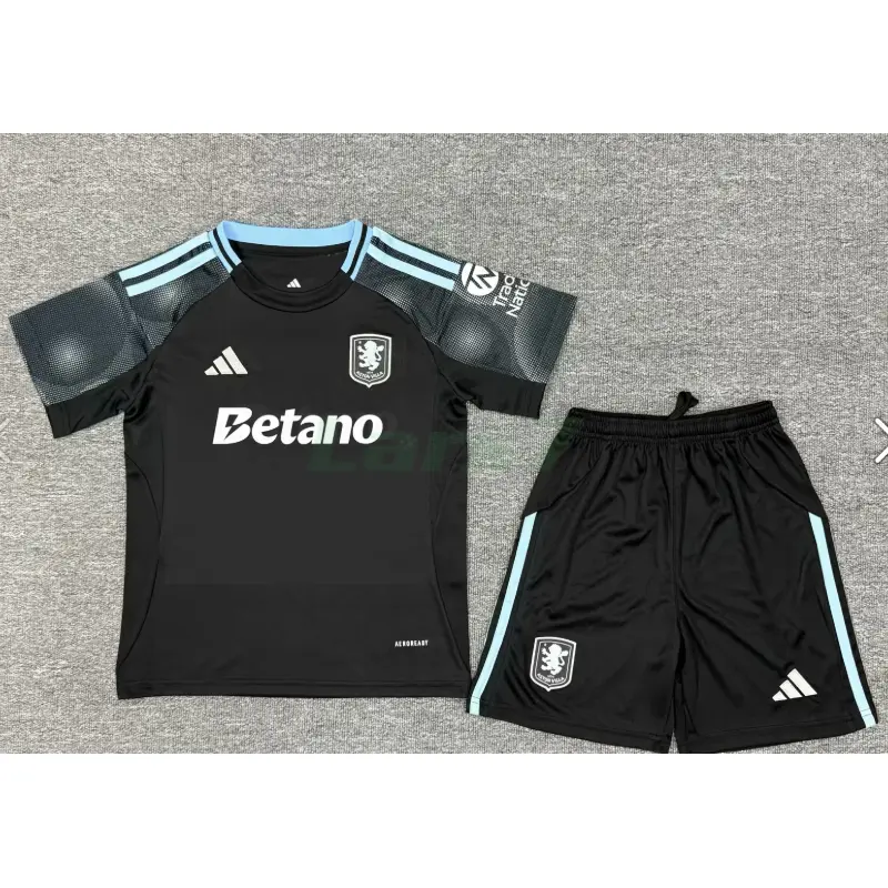 Camiseta Aston Villa 2ª Equipación 2025/2026 Negro Niño Kit